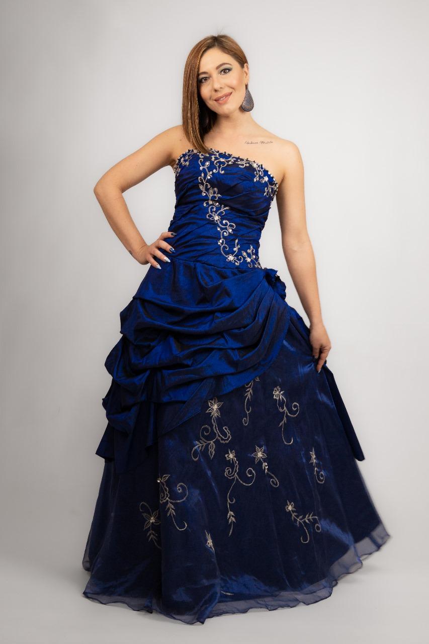 Blue floor length dress