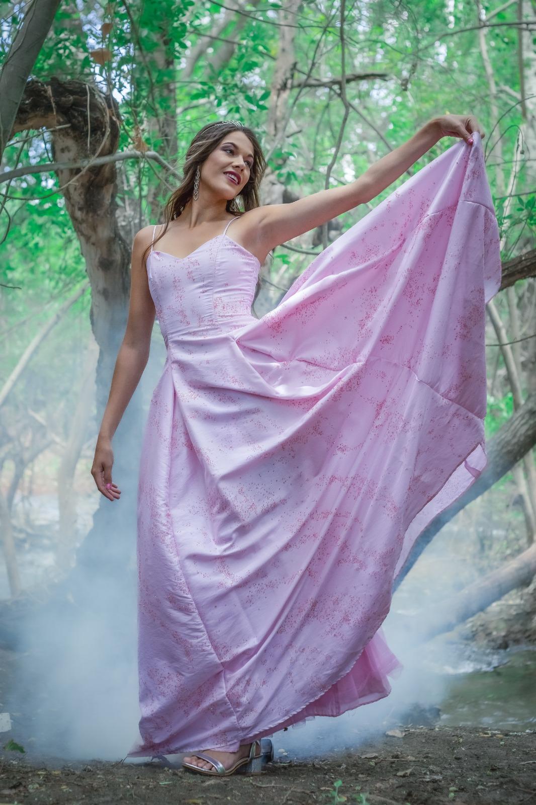 pink floor length dress