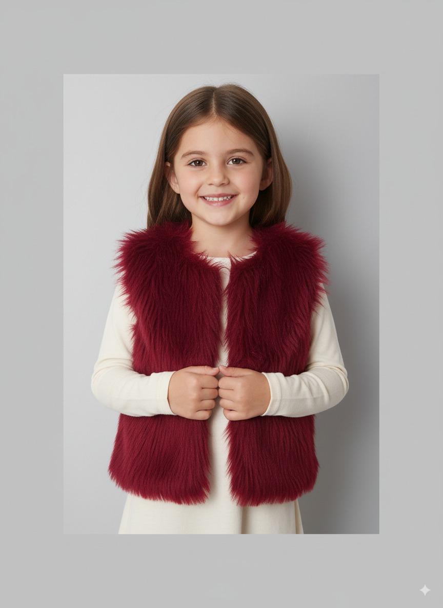 Kids red fur jacket