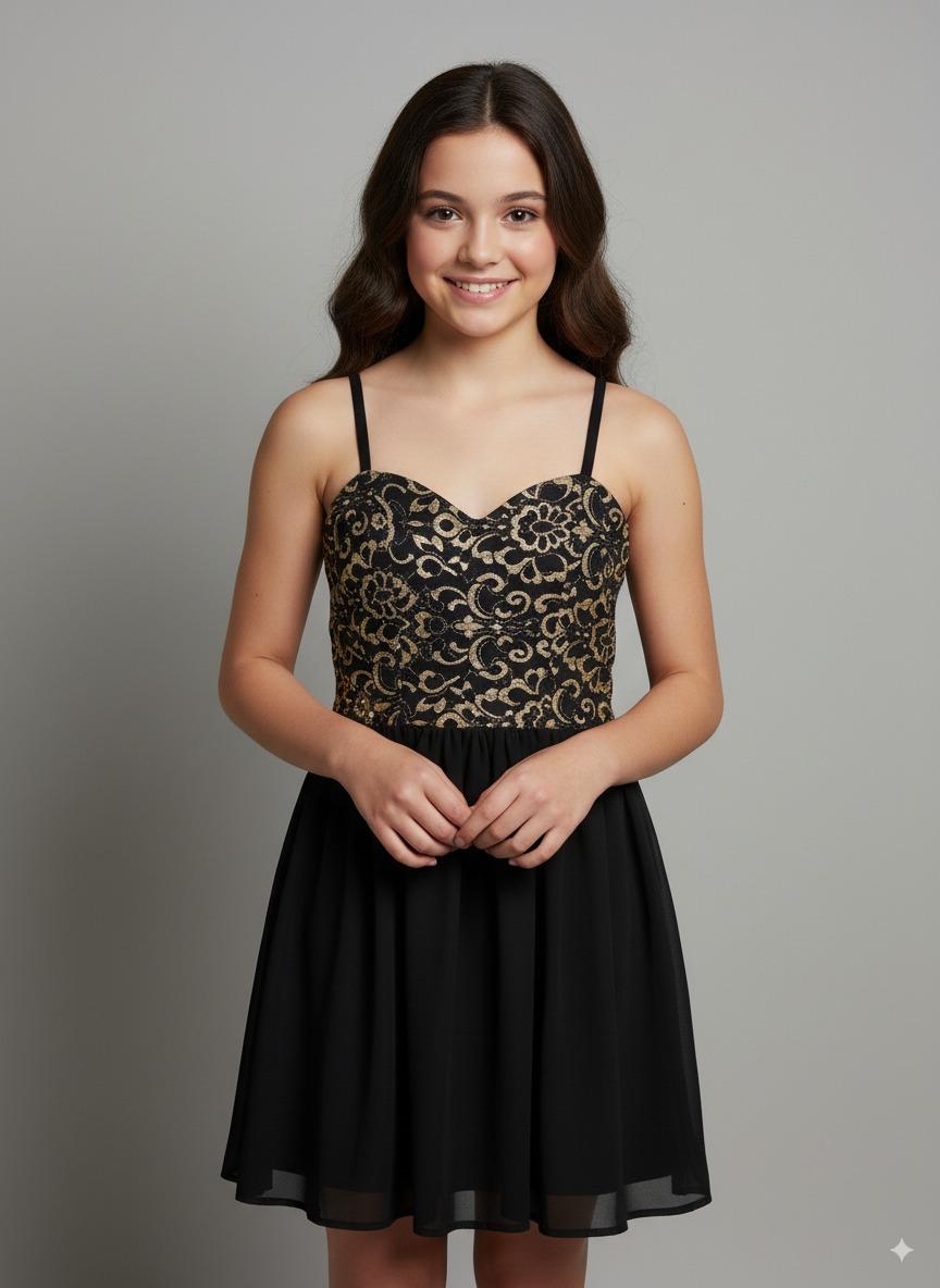 Kids black and gold dress