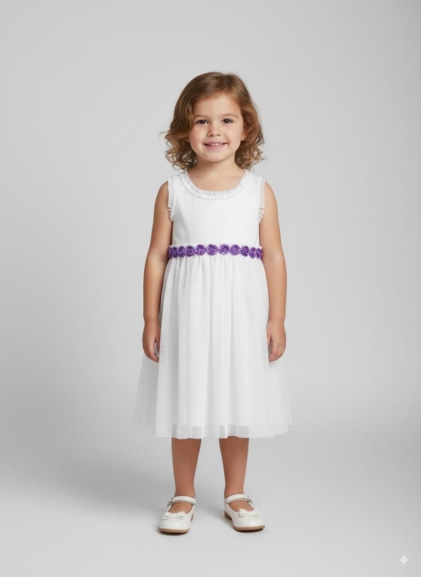 Kids white and purple dress