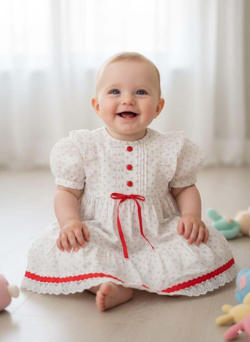 Baby white and red dress